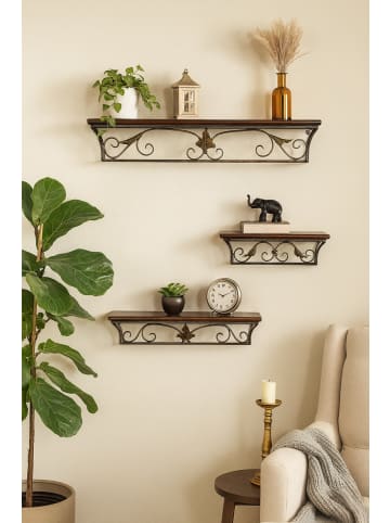 möbel-direkt Wandkonsole Wandregal in braun/schwarz, 92 cm breit