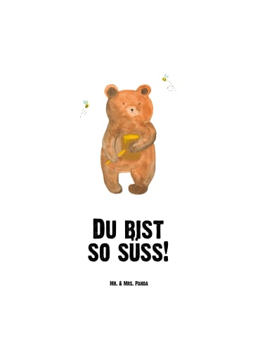 Mr. & Mrs. Panda Isolierte Trinkflasche Bär Honig mit Spruch in Weiß