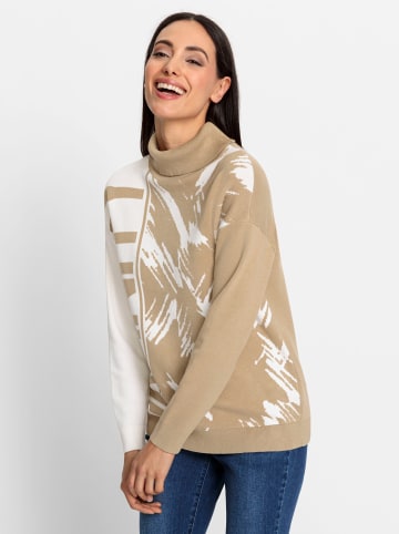Heine Jacquardpullover in beige-ecru-gemustert