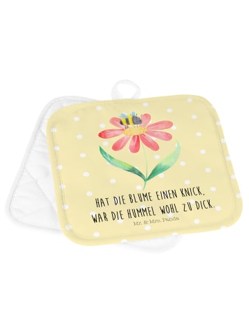 Mr. & Mrs. Panda kochhandschuhe Hummel Blume mit Spruch in Gelb Pastell