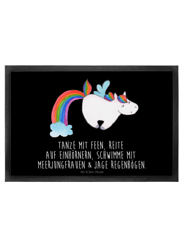 Mr. & Mrs. Panda Schmutzfangmatte Einhorn Fliegendes Pferd mit S... in Schwarz