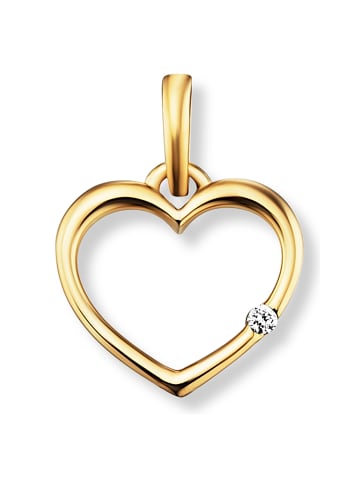ONE ELEMENT  0.01 ct  Brillant Diamant Herz Anhänger aus 585 Gelbgold in gold