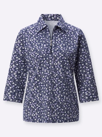 WITT WEIDEN Poloshirt in marine-lavendel-bedruckt