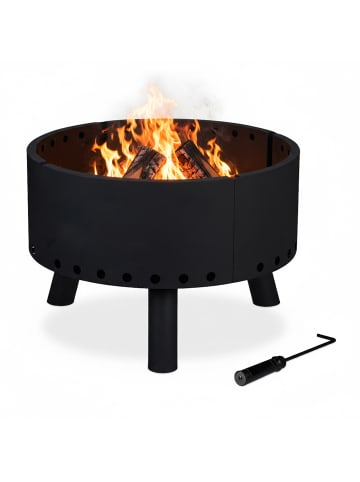 relaxdays Feuerschale in Schwarz - Ø 58,5 cm
