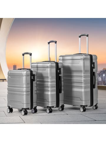 ABRIHOME 3er Hartschalen Koffer Set mit TSA-Schloss und Universalrad in Grau