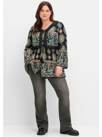 sheego by Joe Browns Longbluse in schwarz-gemustert