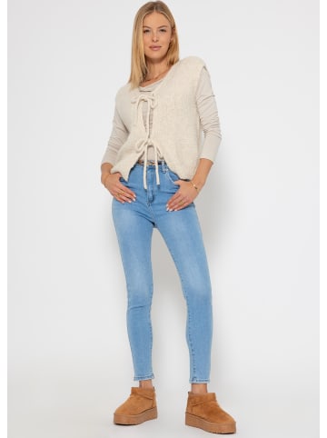 SASSYCLASSY Langarmshirt mit Raffungen in Beige