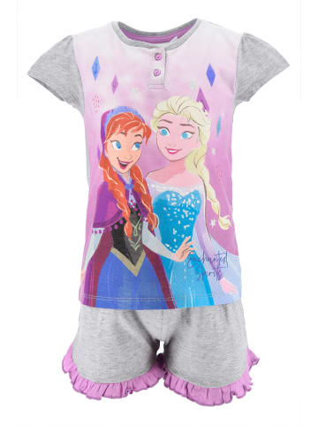 Disney Frozen 2tlg. Outfit: Schlafanzug Elsa kurzarm Shirt und Shorts in Grau