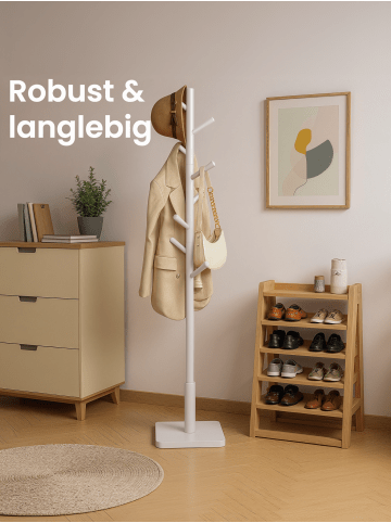 VASAGLE Garderobenständer Andi in Weiß - (B)30 x (H)173 x (T)30 cm