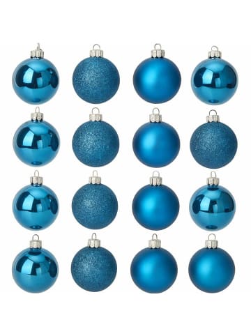 Home&Styling Collection Glas-Weihnachtskugeln, 16 Stück in Blau, (B) 20,1 x (H) 29,8 x (L) 20,1 cm