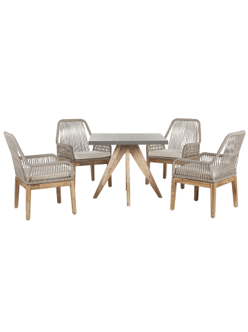 Beliani 9-tlg Gartentisch Set OLBIA in Grau/Beige/Braun