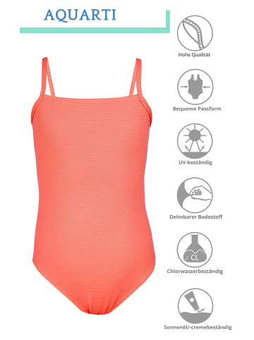Aquarti Mädchen Badeanzug mit Spaghettiträgern in orange