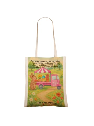 Mr. & Mrs. Panda Shopping Tasche Osterhase Blumenwagen Design mi... in Weiß
