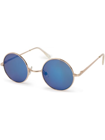 styleBREAKER Sonnenbrille in Gold / Blau verspiegelt