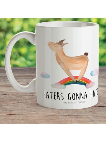 Mr. & Mrs. Panda Tasse Lama Regenbogen mit Spruch in Weiß