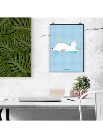 Mr. & Mrs. Panda Poster Einhorn Sternenhimmel ohne Spruch in Blau Pastell