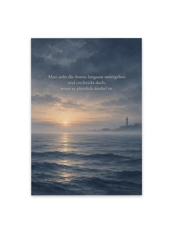Trauerspruchkarte Leuchtturm würdevoll Design m... in Weiß