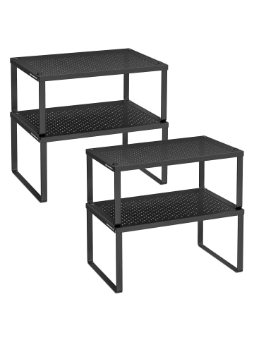 SONGMICS 4er-Set: Gewürzregal Beque in tintenschwarz - (B)32 x (H)15.4 x (T)22.9 cm