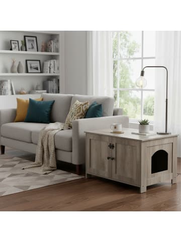 relaxdays Katzenschrank in Braun - (B)78,5 x (H)46 x (T)44,5 cm