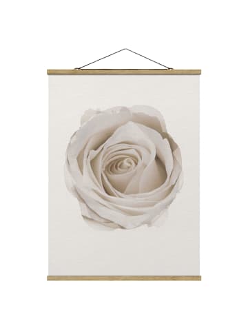 WALLART Stoffbild - Wasserfarben - Pretty White Rose in Weiß