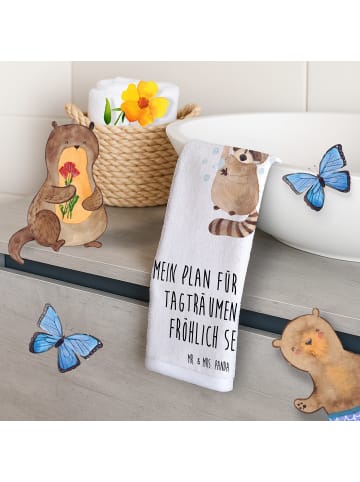 Mr. & Mrs. Panda Gästetuch Waschbär mit Spruch in Weiß