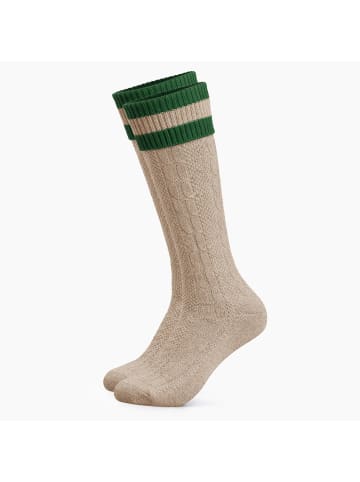 Occulto Lange Trachtensocken Wiesendistel Hellbraun-Grün