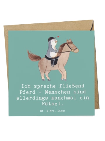 Mr. & Mrs. Panda Deluxe Karte Reiten und Rätsel mit Spruch in Meeresbrise