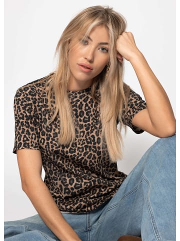 SASSYCLASSY T-Shirt mit Leo-Print in Braun