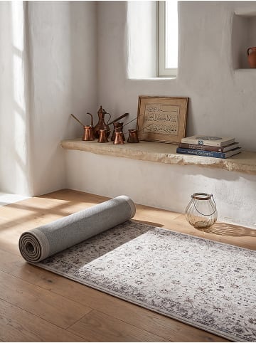 KADIMA DESIGN Kurzflor-Teppich VERNANTE waschbar Blütenranken Wohnzimmer Flur in Creme