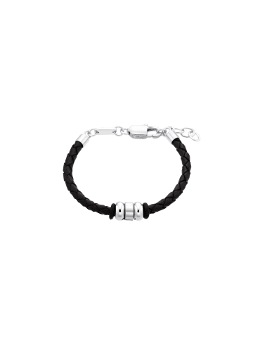 S. Oliver Jewel Armband Edelstahl, Leder in Schwarz