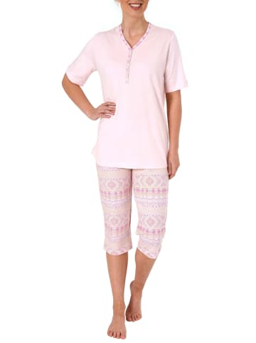 NORMANN Capri Pyjama kurzarm Ethnolook - 44516 in rosa