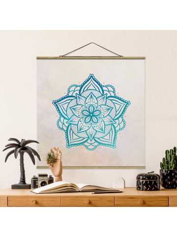 WALLART Stoffbild - Mandala Illustration Mandala gold blau in Türkis