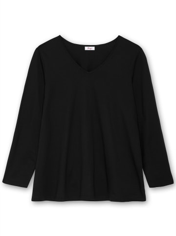 sheego Langarmshirt in schwarz