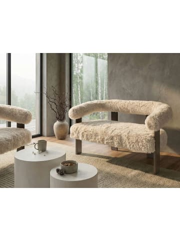 Beliani 2-Sitzer Sofa ILBRO in Weiß/Braun - (W) 138 x (H) 76 x (L) 68 cm