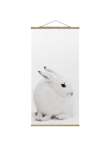 WALLART Stoffbild mit Posterleisten - Arktischer Hase in Weiß