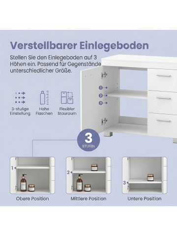 VASAGLE Waschbeckenunterschrank in Weiß - (B)70 x (H)30 x (T)63.8 cm