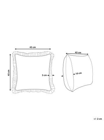 Beliani 1er-Set Dekokissen AMOENA in Blau/Braun/Weiß