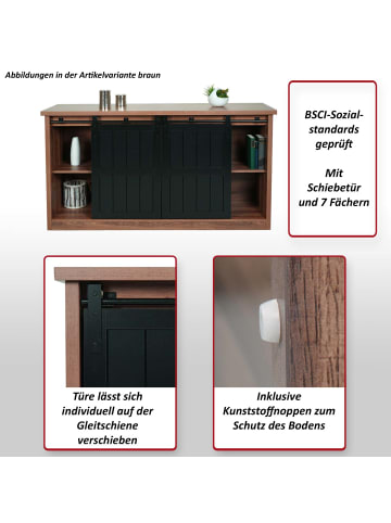 MCW Sideboard K75 mit Schiebetüre und 7 Fächer, Naturfarben