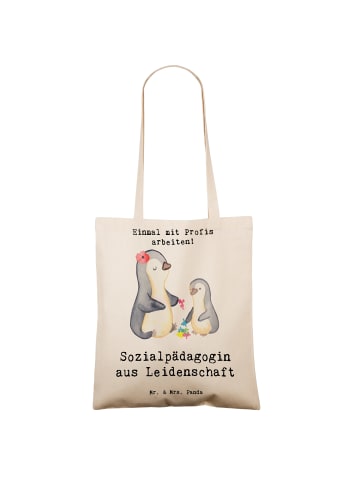 Mr. & Mrs. Panda Jutebeutel Sozialpädagogin Leidenschaft mit Spruch in Creme