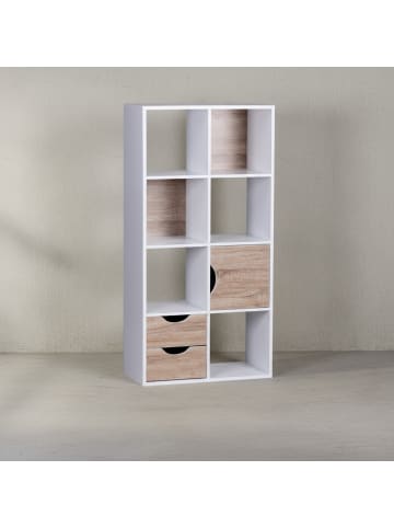 KADIMA DESIGN Bücherregal | Weiß/Sonoma, 60x120x29cm, Schubladen, Tür
