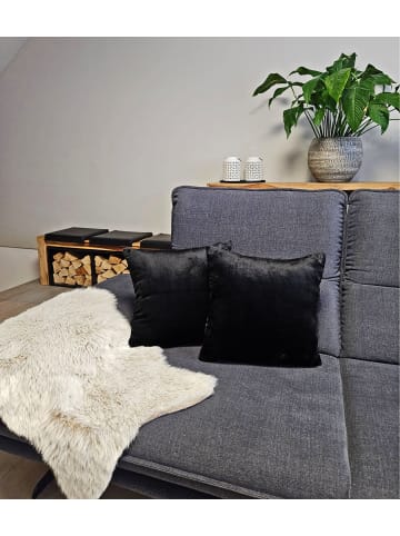 JACK 2er Set Teddy Flausch Kissenhülle Kissenbezug in Schwarz