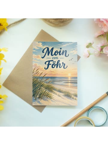 Grußkarte Insel nostalgisch Design mit Spruch in Weiß
