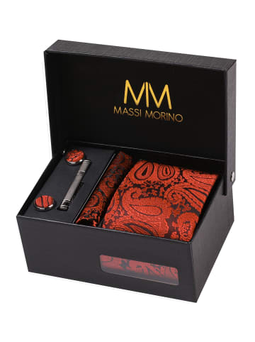 Massi Morino  Krawatten-Set in Paisley Rot