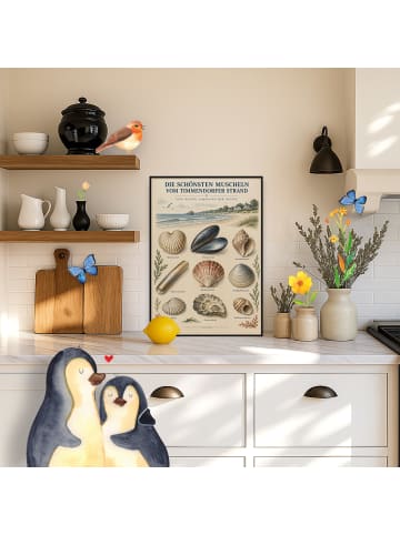 Mr. & Mrs. Panda Wandbild Muscheln Naturkundlich Design mit Spruch in Weiß