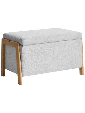 Beliani Bettbank EDLAND in Grau/Braun - (W) 75 x (H) 44 x (L) 43 cm