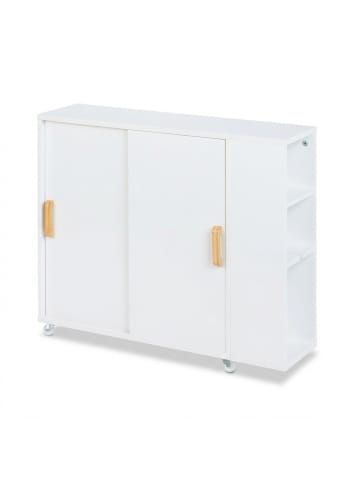 relaxdays Nischenschrank in Weiß/ Natur - (B)19,5 x (H)62 x (T)64 cm