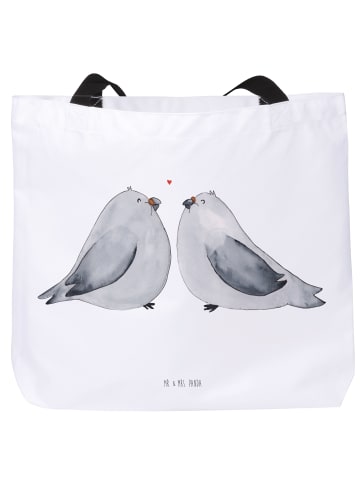 Mr. & Mrs. Panda Umhängetasche Turteltauben Liebe ohne Spruch in Weiß