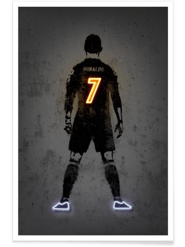 Juniqe Poster "Cristiano" in Gelb & Grau