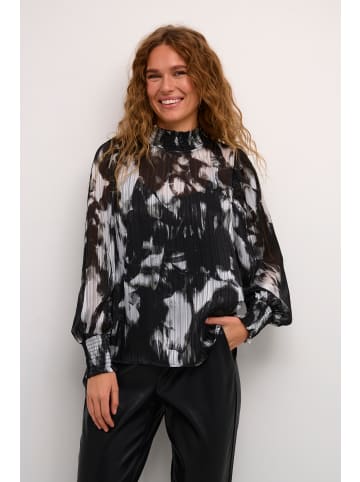 Kaffe Langarm-Bluse KAlifa Regular fit in Black/Grey Blurry Graphics
