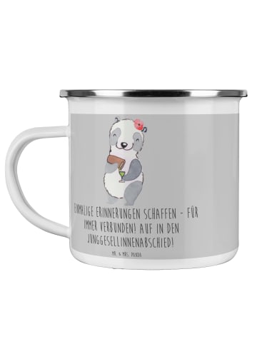 Mr. & Mrs. Panda Camping Emaille Tasse Junggesellinnenabschied E... in Heather Grey